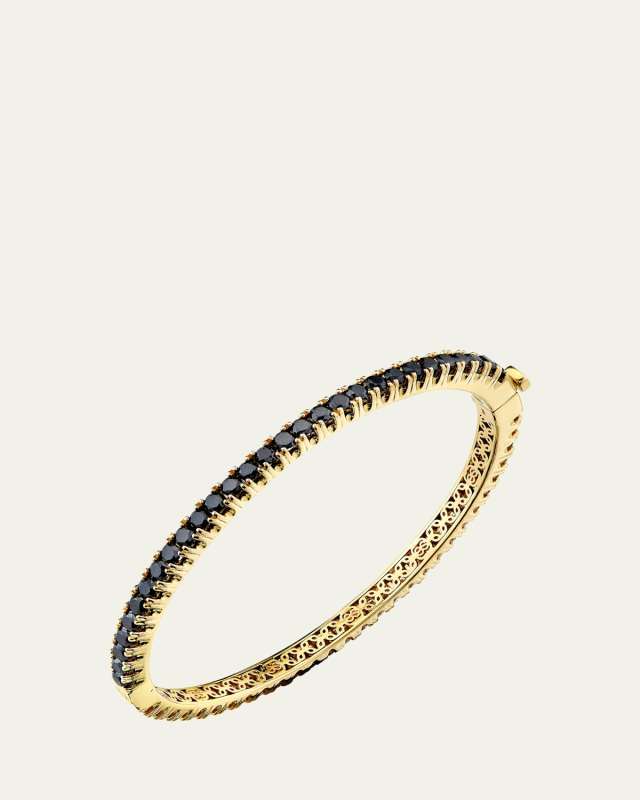 14K Yellow Gold Large Double Sided Pave Diamond Bangle